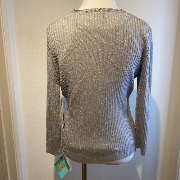 NWT Adrianna Papell Silver Beaded Twinset PS - Picture 3 of 15